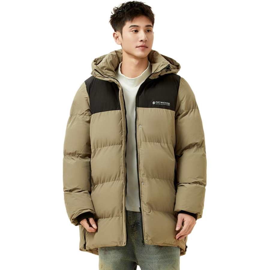 361° Puffer Jackets Men's Terracotta/Super Black Hooded Thickened