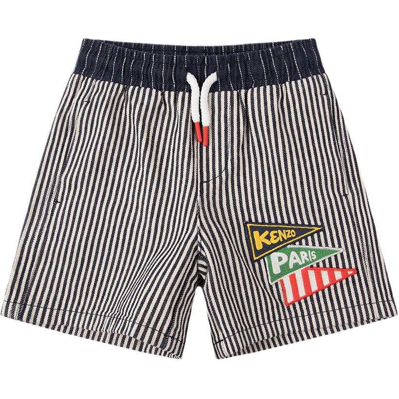 KENZO Kids' Apparel Striped Denim Bermuda Shorts Kids' Marine Blue