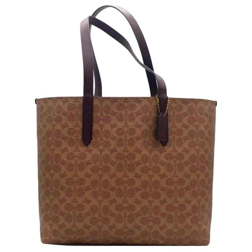 COACH Coated Canvas Tote Bag, Shopping Bag, Shoulder Bag Women's Dark Khaki