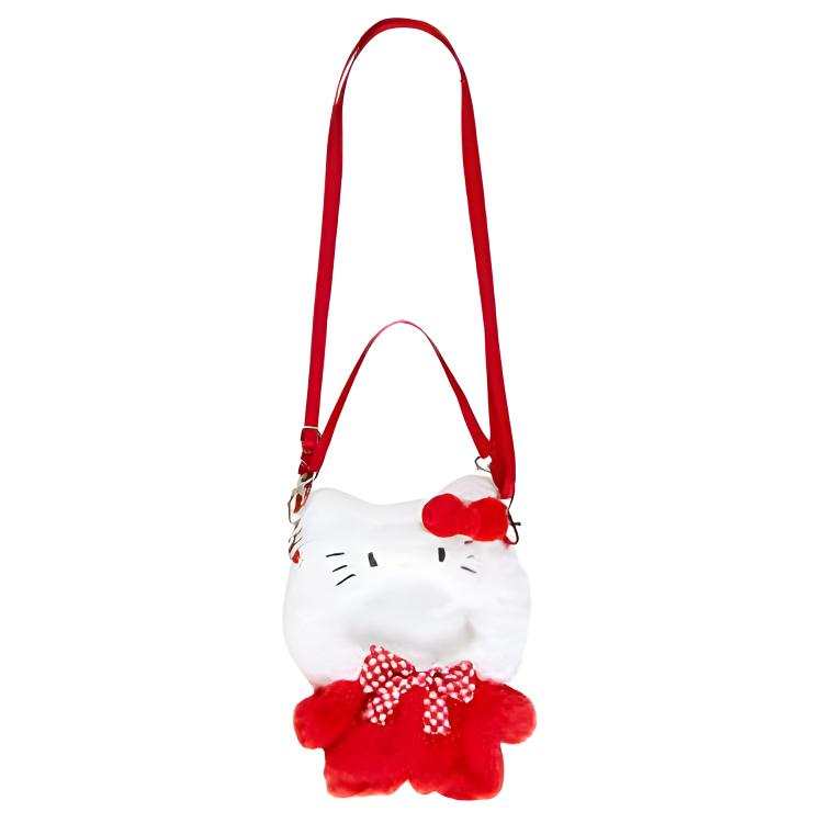 Sanrio Faux Fur Crossbody Bag, Shoulder Bag Medium Women's White & Red