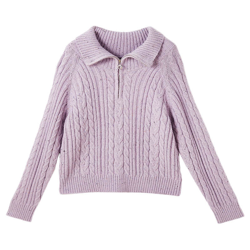 XIANGYING Sweaters Women's Purple Lapel Moderate Base Layer