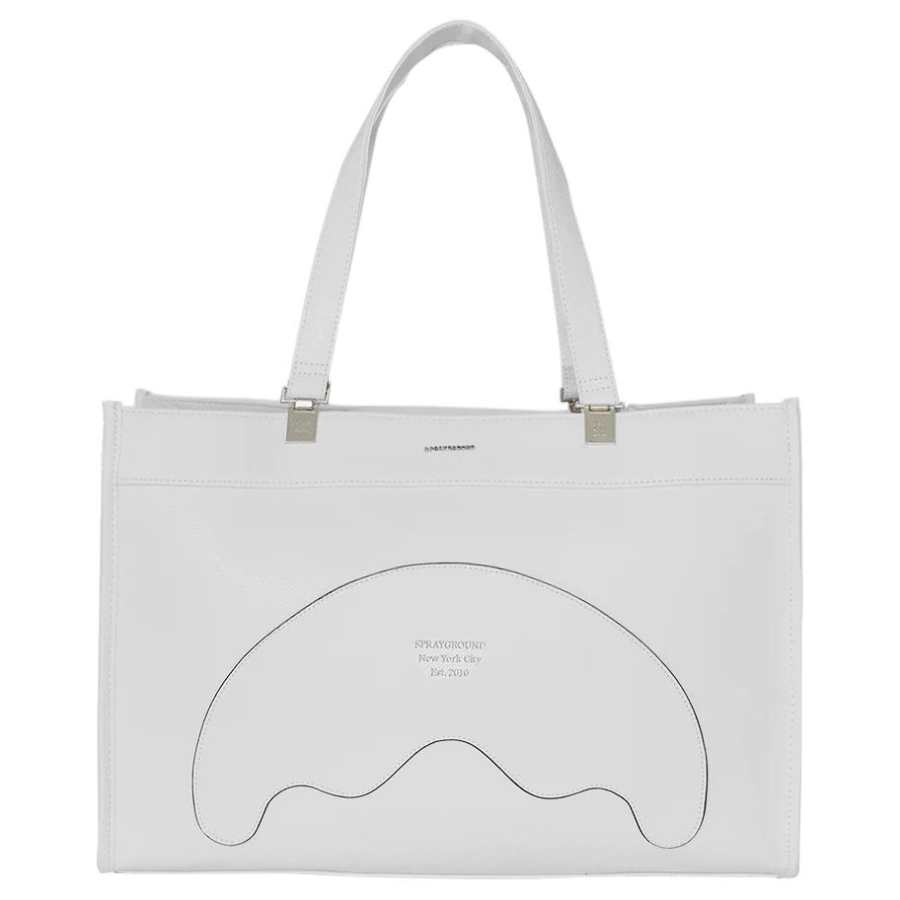 SPRAYGROUND Artificial Leather Tote Bag, Shopping Bag, Handbag Unisex White