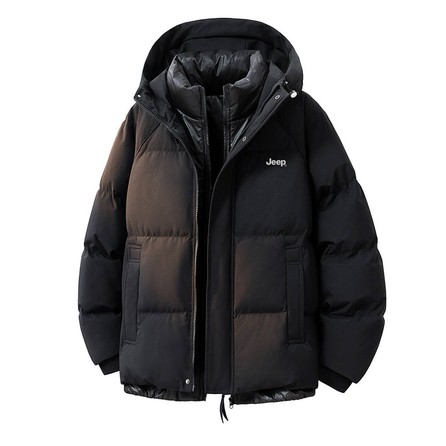 Jeep Puffer Jackets Unisex Turtleneck Fleece Lined Mock Two Piece Puffer Jacket