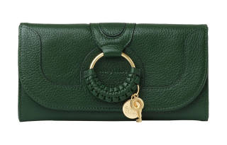 See By Chloe Hana Grain Goatskin Wallet Women's Dark Green