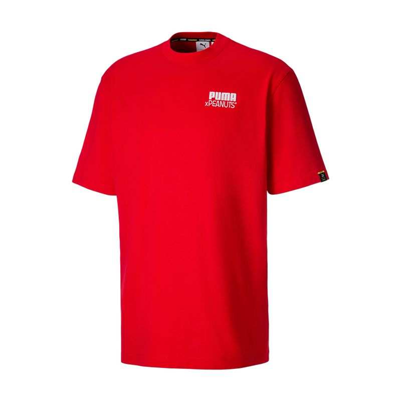 PUMA X KOCHÉ Sports Bra T Shirts Men's Red Crew Neck Moderate Straight Fit
