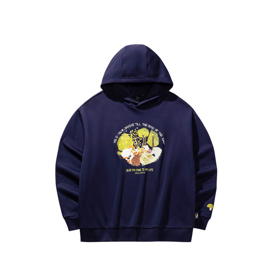 ANTA Sweatshirts Unisex Cyan Dark Blue 3 Hooded Moderate