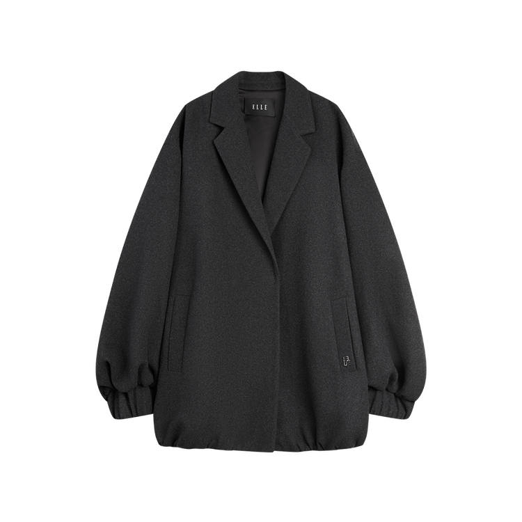 ELLE Coats Women's Dark Gray Suit Collar Thickened