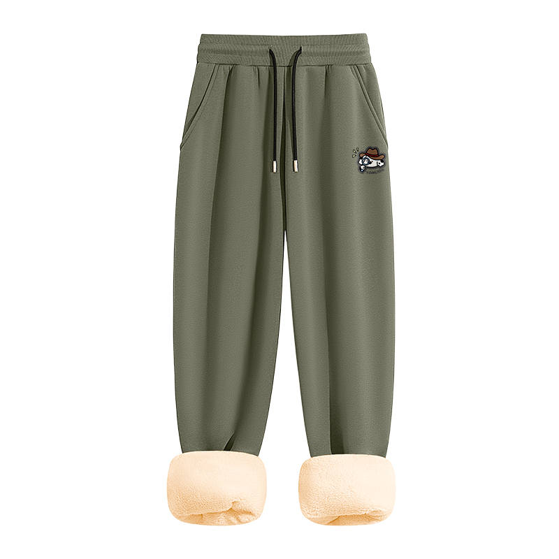 Tonlion Casual Pants Unisex Thickened And Fleece Lined Cuffed Pants