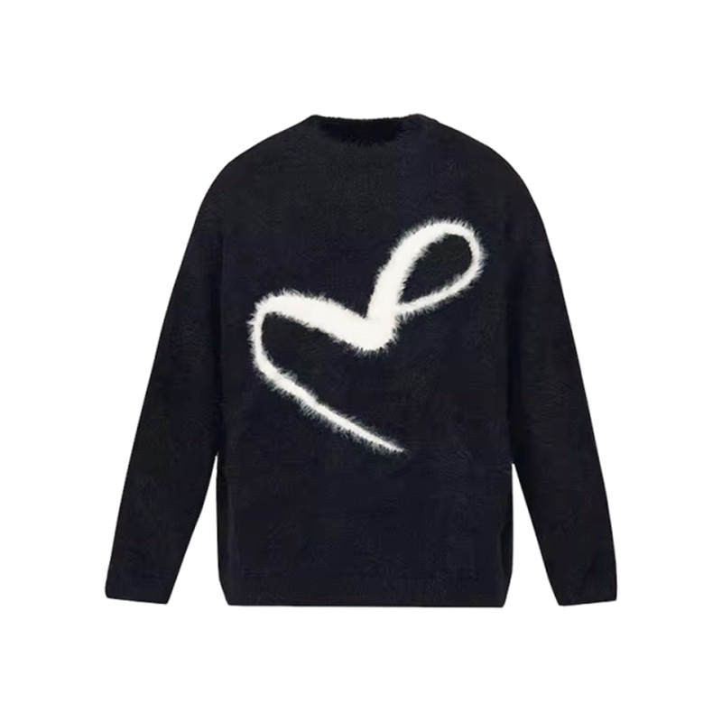 VENICEW Knitwear Women's Black Sweater With VN Brand Sticker Crew Neck Moderate Base Layer
