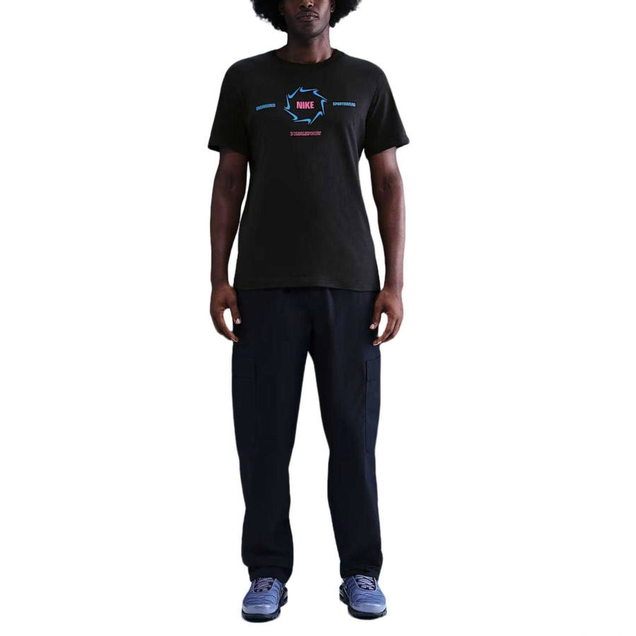 Nike Nike Sportswear T Shirts Men's Black/Bright Pink Crew Neck Moderate