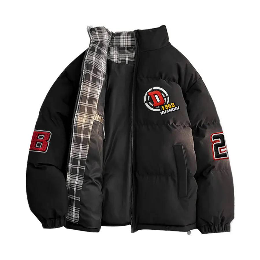 HUANQIU Puffer Jackets Unisex Stand Collar Moderate Padded Puffer Jacket