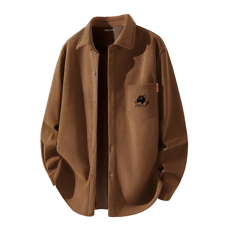 Tonlion Shirts Unisex Lapel Thickened And Fleece Lined Other
