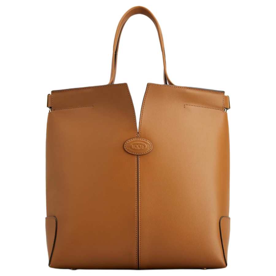 TOD'S DI Calfskin Tote Bag, Shopping Bag, Shoulder Bag, Handbag Small Women's Brown