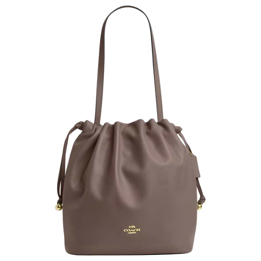 COACH Faye Leather Shoulder Bag Large Women's Tan