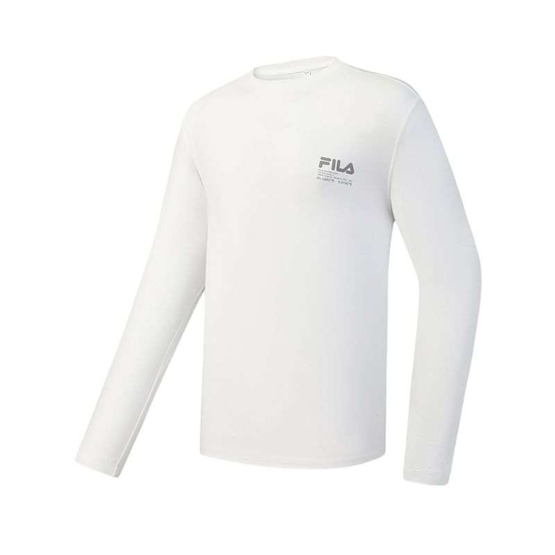 FILA Fitness T Shirts Unisex Standard White WT Crew Neck Moderate