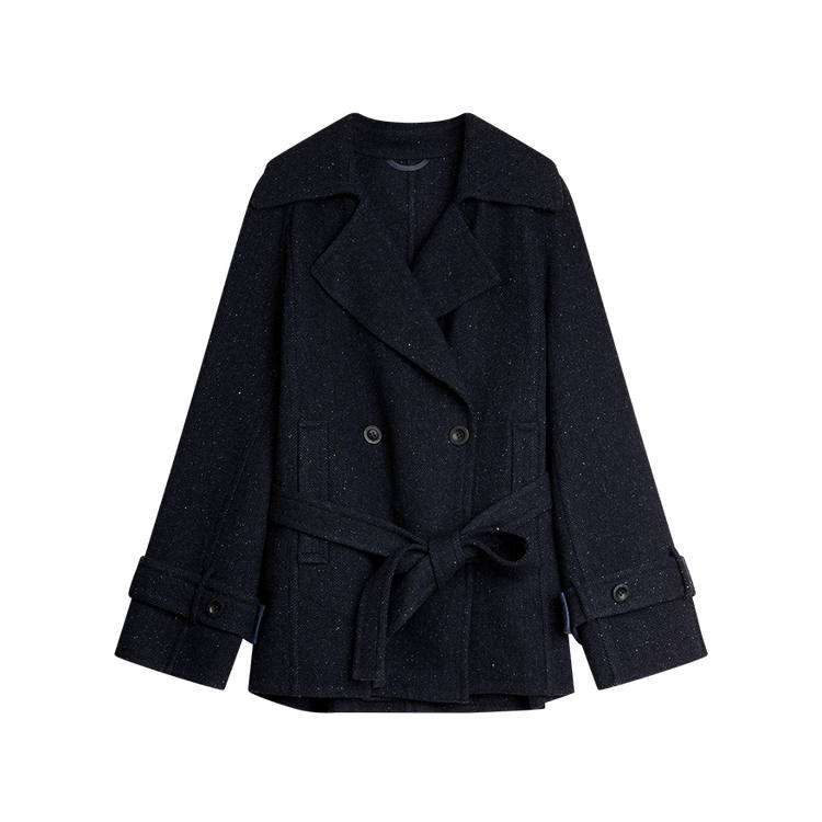 ELLE Coats Women's Dark Blue Thickened Straight Fit