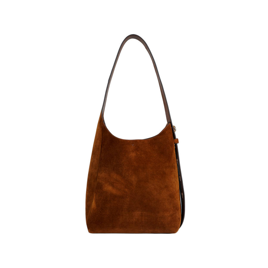 TORY BURCH Romy Cow Split Leather Hobo Bag Shoulder Bag Small Women's Camel