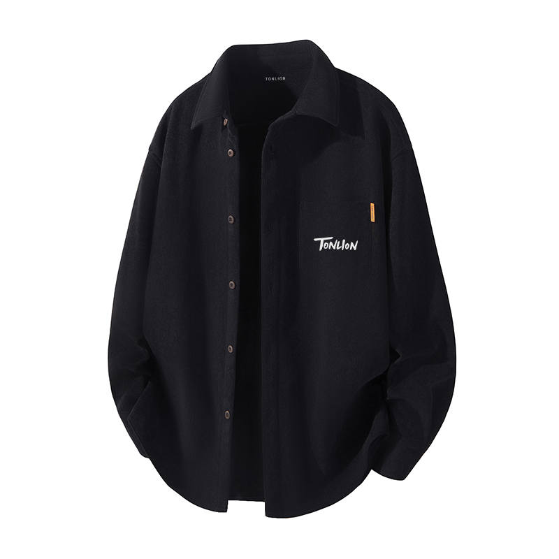 Tonlion Shirts Unisex Lapel Thickened And Fleece Lined