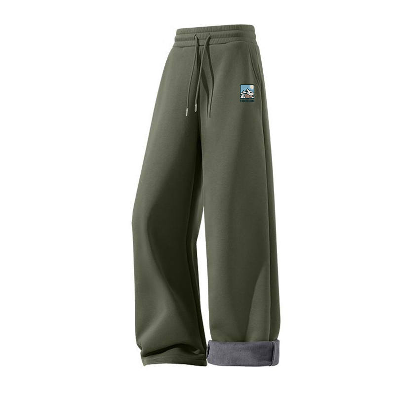 Tonlion Casual Pants Unisex Thickened And Fleece Lined Straight Fit Pants