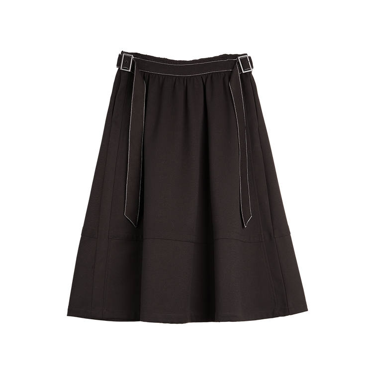 ELLE Casual Long Skirts Women's Coffee Moderate Mid Length