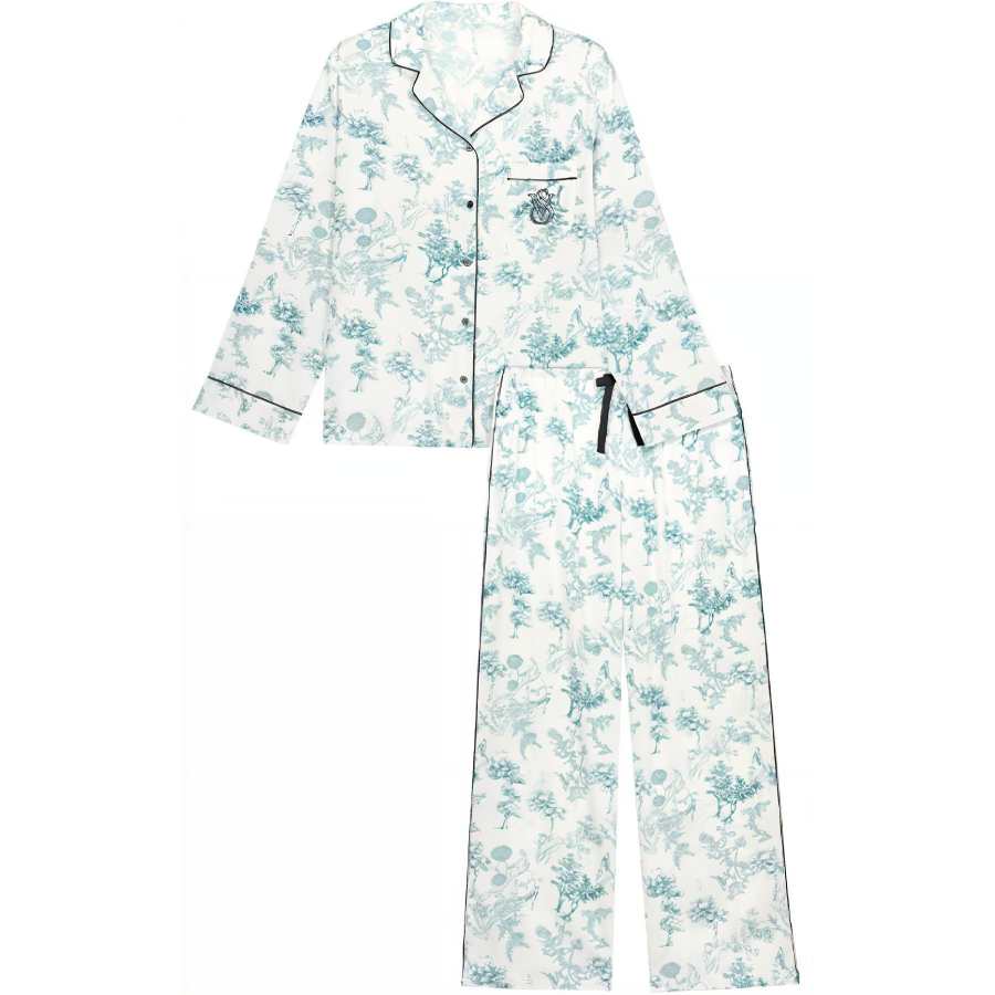 Victoria's Secret Pajama Set Refined Print Silky Skin Friendly Women's Elegant Blue