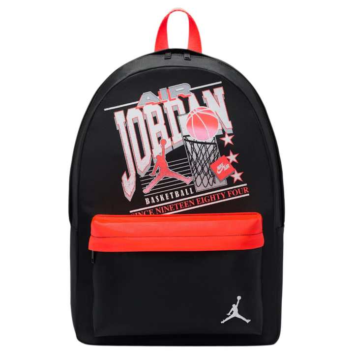 Jordan Jordan Polyester Backpack Regular Unisex Black & Red Outer Line