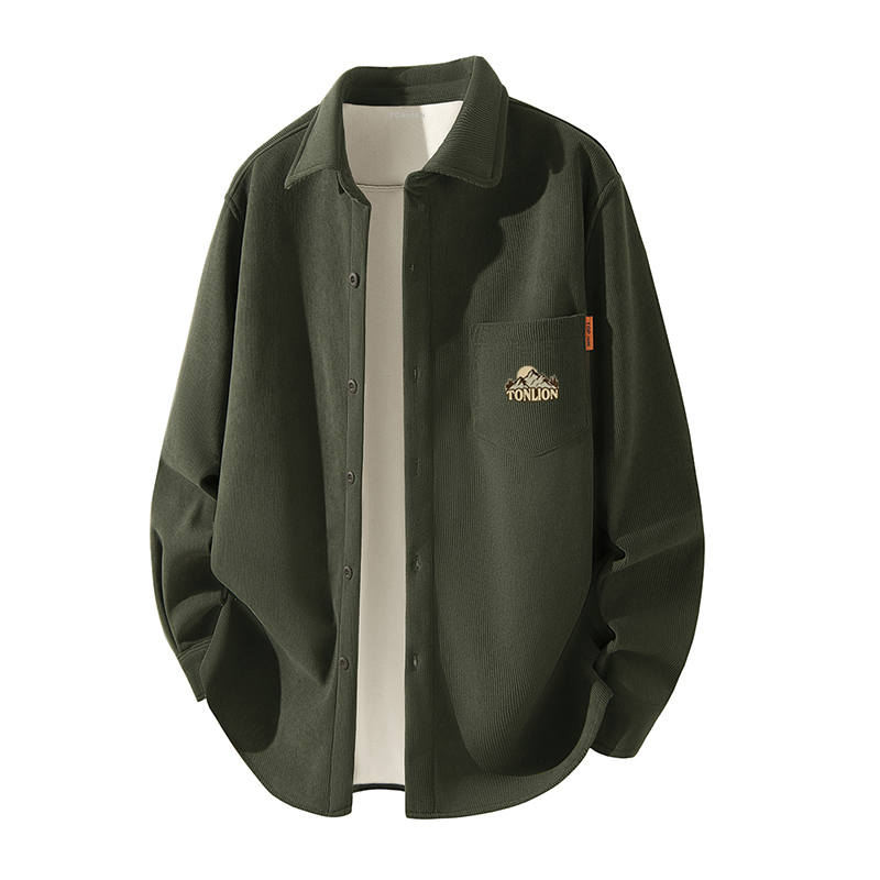 Tonlion Shirts Unisex Lapel Thickened And Fleece Lined Other