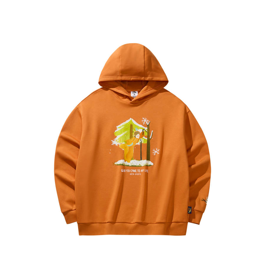ANTA Sweatshirts Unisex Flying Flower Orange 2 Hooded Moderate