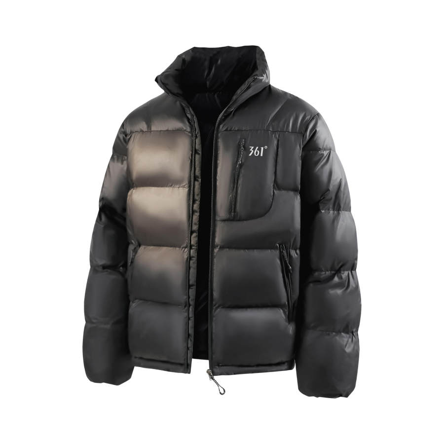 361° Puffer Jackets Unisex Super Black Stand Collar Thickened Puffer Jacket