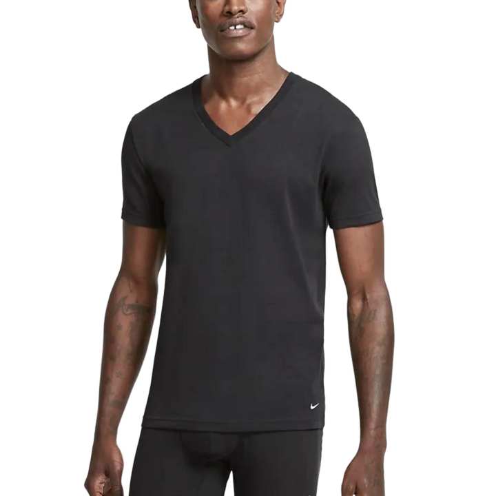 Nike Nike T Shirts Men's Black V Neck Moderate Straight Fit