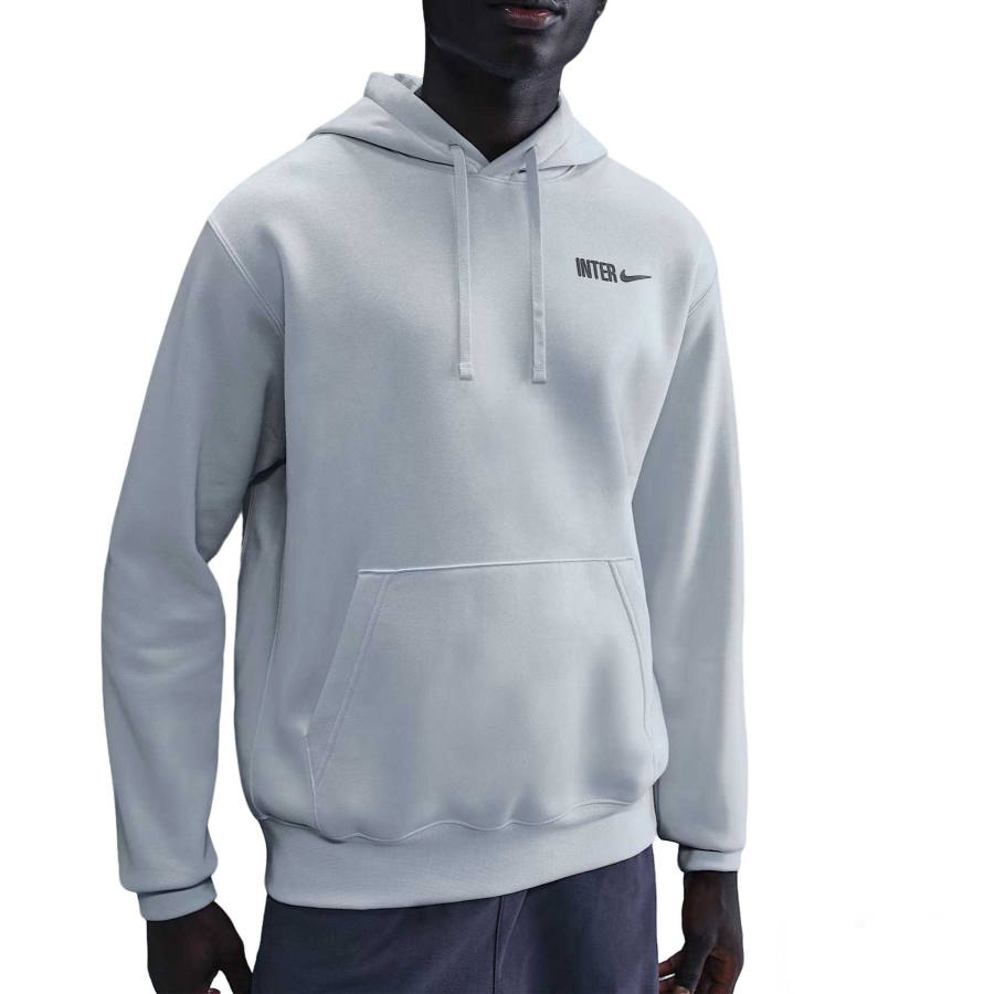 Nike Nike Club Sweatshirts Men's Soccer Gray/Lyon Blue Hooded Non Detachable Moderate