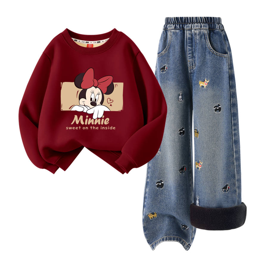 Disney Kids Casual Sportswear Crew Neck Thickened
