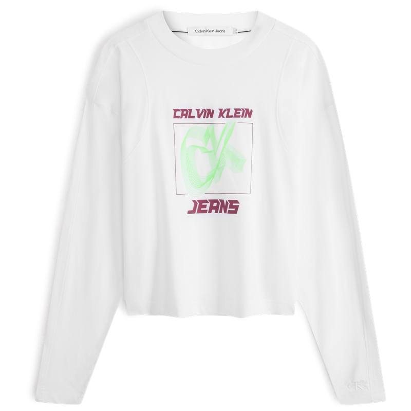 Calvin Klein T Shirts Women's YAF Moon White Crew Neck Moderate Straight Fit