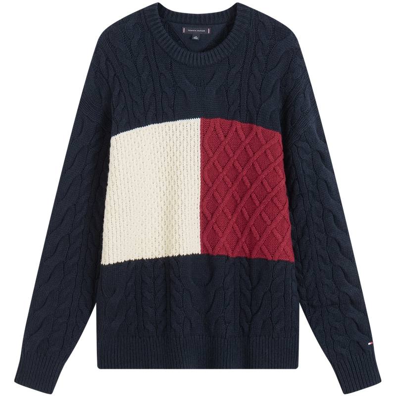 Tommy Hilfiger Sweaters Men's Navy Blue & Red & White DW5 Crew Neck Moderate Other