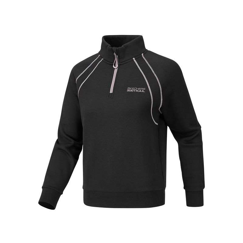 Skechers Sweatshirts Women's Carbon Black 0018 Stand Collar Moderate