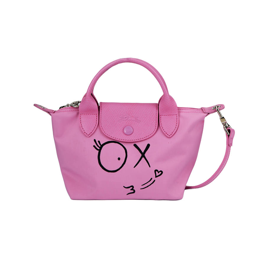 LONGCHAMP ANDRÉ Collaboration Le Pliage Canvas Crossbody Bag, Handbag Mini Women's Pink