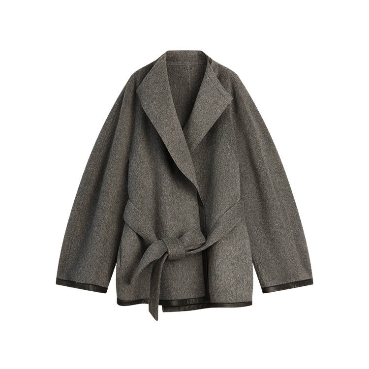 ELLE Coats Women's Dark Gray Lapel Thickened Straight Fit
