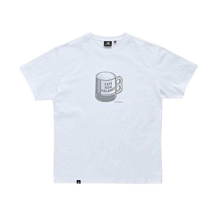 New Balance New Balance T Shirts Men's White Crew Neck Moderate Straight Fit