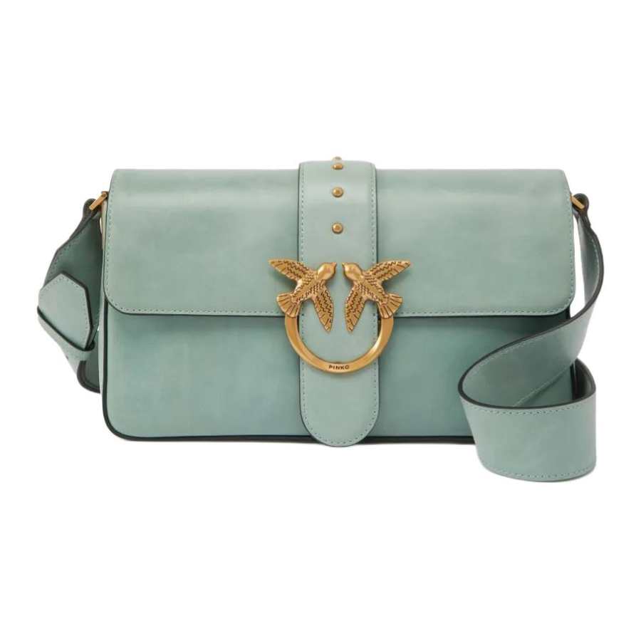 PINKO Cow Leather Shoulder Bag Regular Women's Aqua Blue