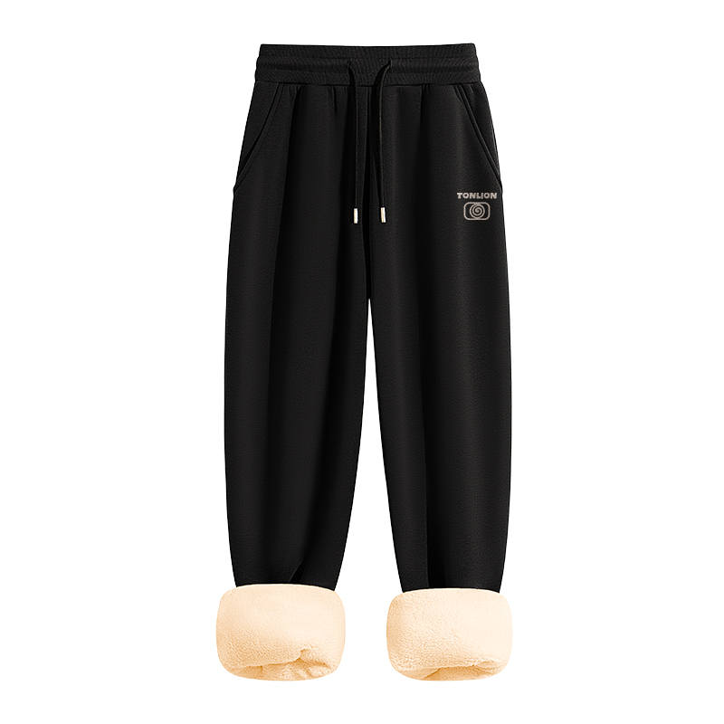 Tonlion Casual Pants Unisex Thickened And Fleece Lined Sweatpants