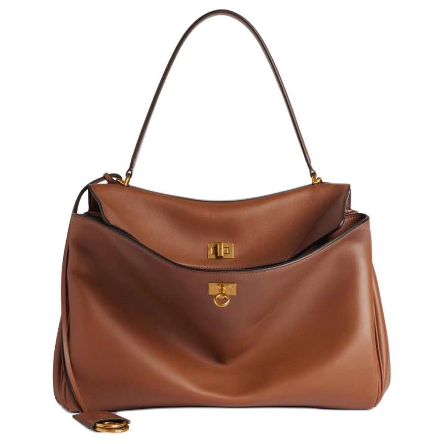 Balenciaga Rodeo Smooth Cow Leather Handbag Medium Women's Brown