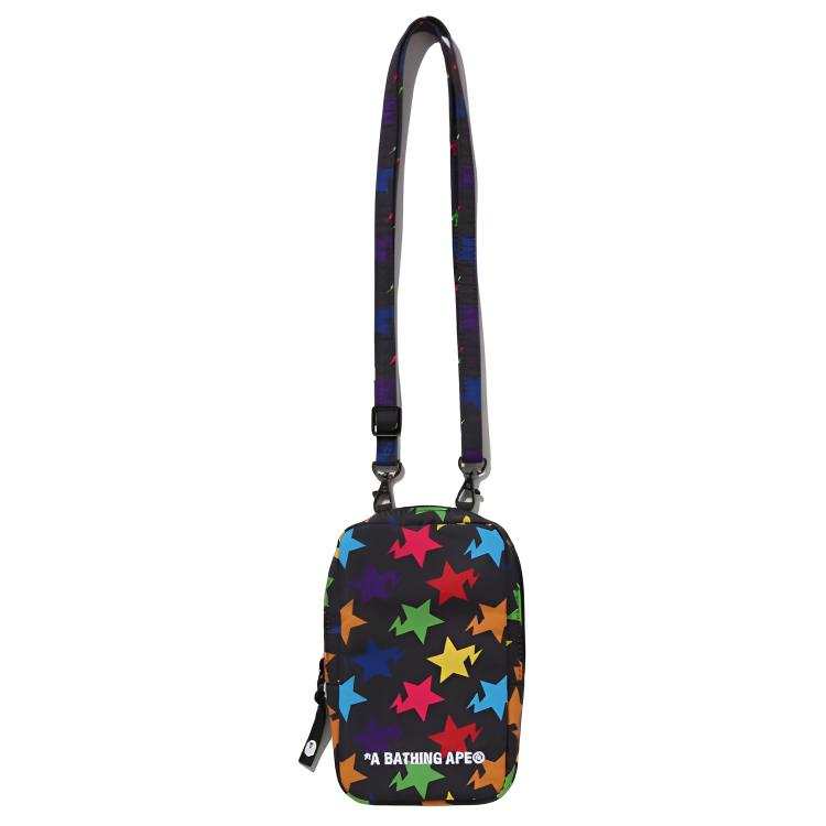 A BATHING APE A BATHING APE Fabric Cell Phone Pouch Regular Unisex Black/White