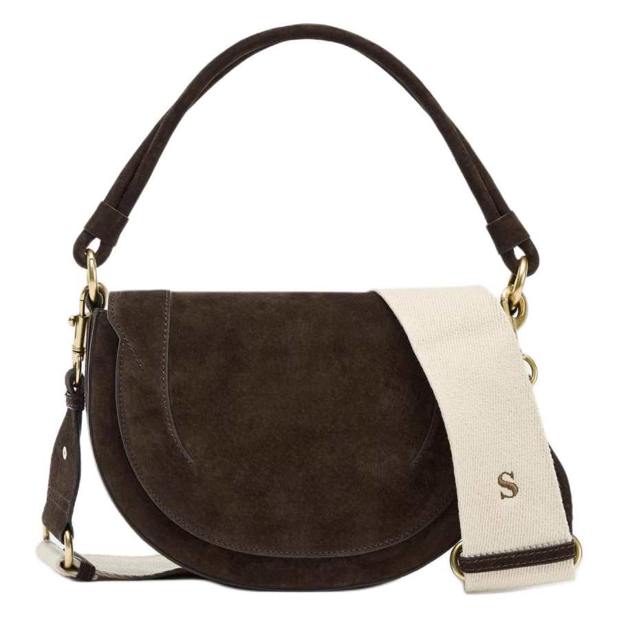 ZARA Pigskin Shoulder Bag Women's Chocolate