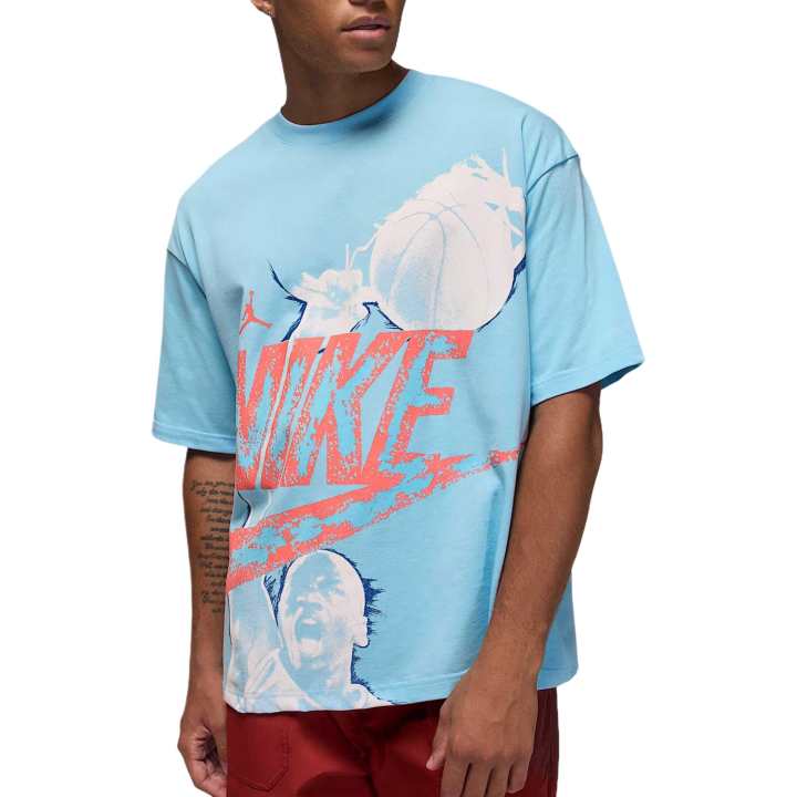 Jordan Jordan T Shirts Men's Blue Cool/Spicy Panchu Wine Crew Neck Moderate Straight Fit