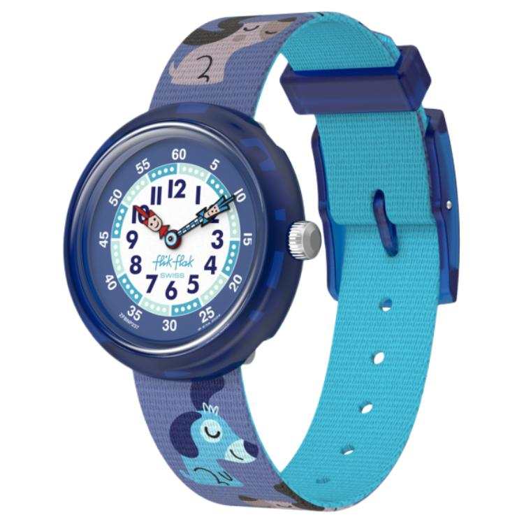SWATCH Flik Flak Quartz Movement Kids' Watch 31.85mm Blue Dial Bio Based Material Watch Case Recycled PET Strap