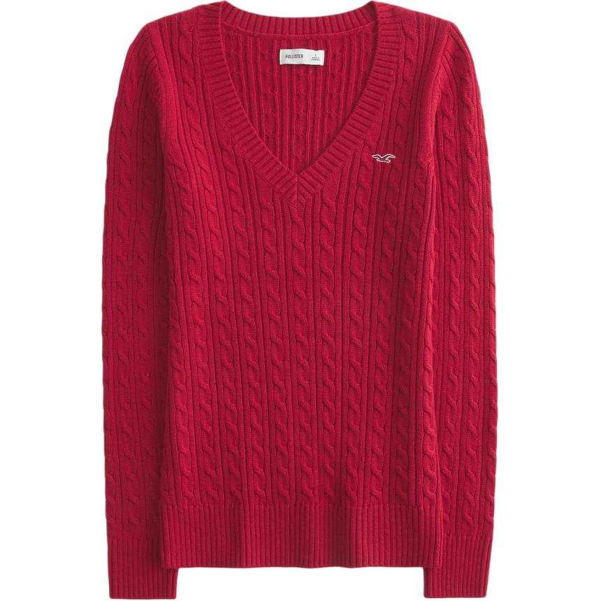 Hollister/ Sweaters Women's Red V Neck Moderate Straight Fit