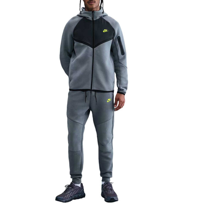 Nike Nike Knitted Sweatpants Men's Cool Gray/Cool Gray/Neon Green Moderate Cuffed Pants
