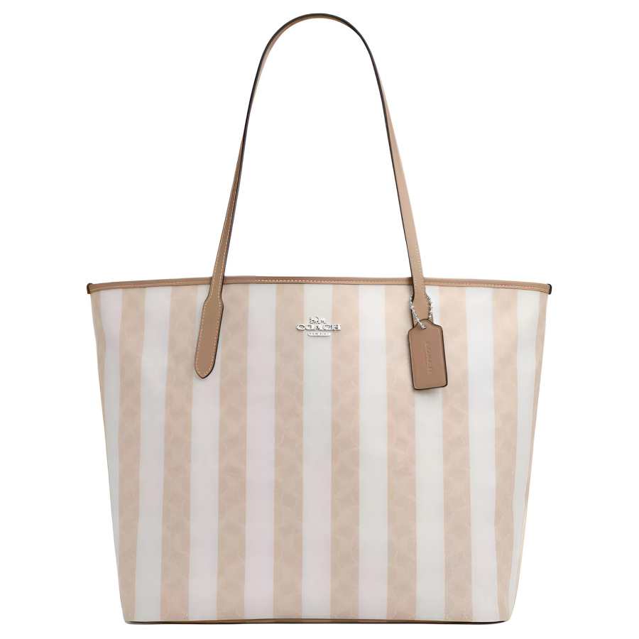 COACH CitySignature Coated Canvas Tote Bag, Shoulder Bag Large Women's Sand & Brown & Umber