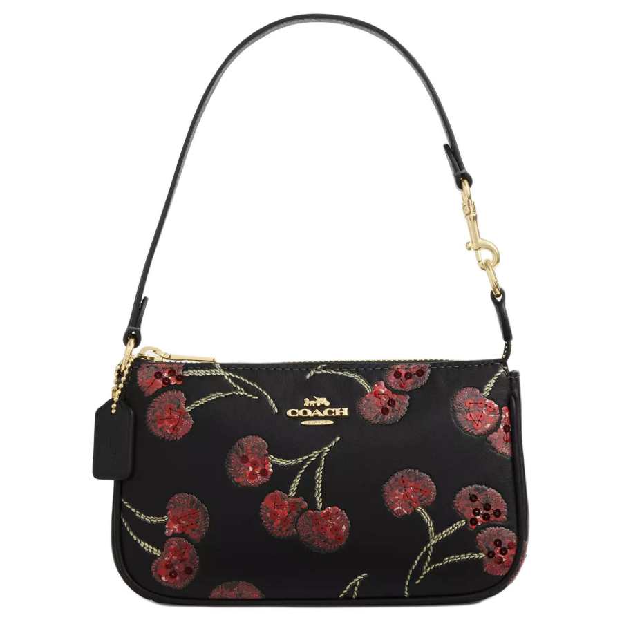 COACH Nolita Smooth Leather Handbag, Shoulder Bag Small Women's Black & Gold