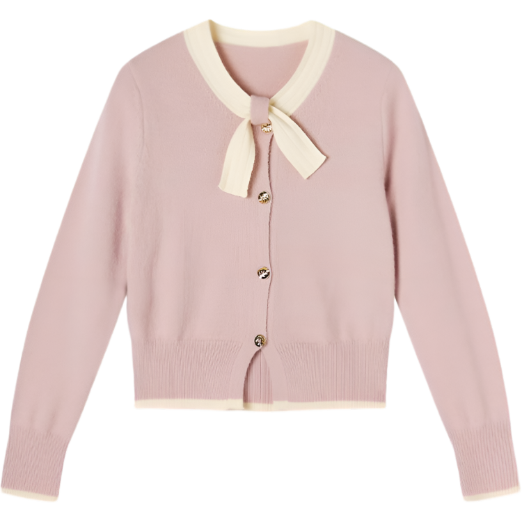 XIANGYING Knitwear Women's Purple Crew Neck Moderate Cardigan